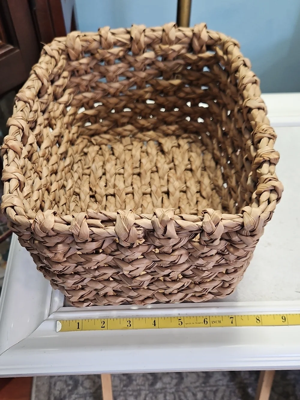 Woven Natural and Pastel Rectangular Storage Basket Set